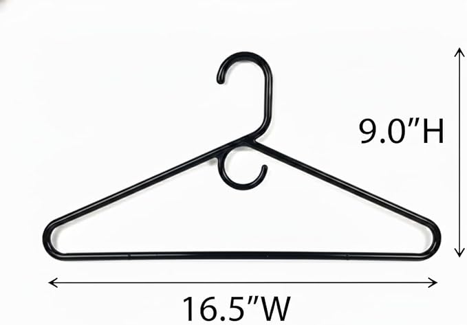 Set of 9 Heavy Duty Tubular Hangers Black Jumbo Plastic Adult Cloth Coat Suit Closet Organization Hanger Black