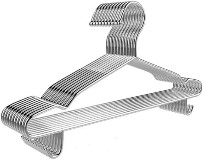 Koja Premium 16.5 inch 304 Stainless Steel 4.0mm Clothes,Coat Hangers with Hooks, Heavy Duty Metal Hangers, Non-Slip, Space-Saving, Durable Closet Organizer for Shirts, Jackets, Suits, Pants 10-Pack