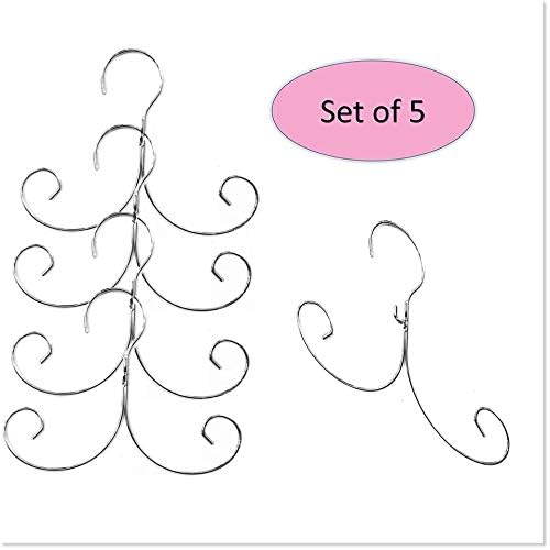 Non-Slip Cascading Hanger - Curly Hanger for Tank Tops, Sports Bra, Yoga Tops, Lingerie, Swimsuits by Boottique (Chrome- Set of 5)