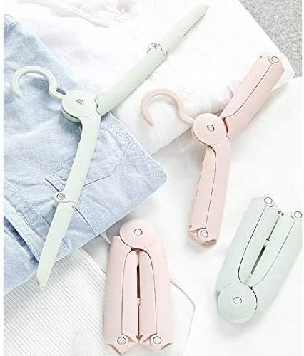 6 Pcs Folding Clothes Hangers, Travel Clothes Hanger Portable Folding Clothes Hangers and Save Space for Both Family and Travel Use