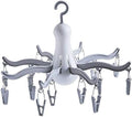 Foldable Clip and Drip Hanger/Hanging Drying Rack - 16 Clips Socks Drying Rack for Drying Underwear Clothes,Socks,Bras,Towel,Pants,Hat,Grey