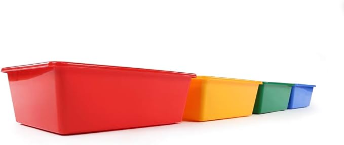 Humble Crew Toy Storage Bins for Kids, Set of 4, Primary Colors - Large, Sturdy, Colorful Plastic Storage Bins for Classroom, Playroom, Nursery and More - Premium Toddlers Toy Organizer