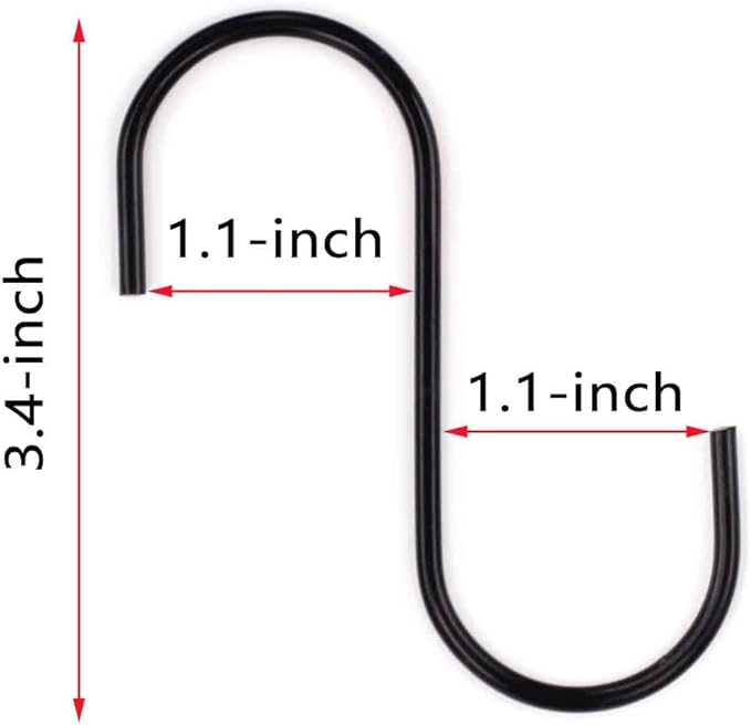 WARMBUY 30 Pack Black S Hooks Utility Hooks for Hanging Kitchen Pans Pots, Closet Clothes, Plants Bags Towels