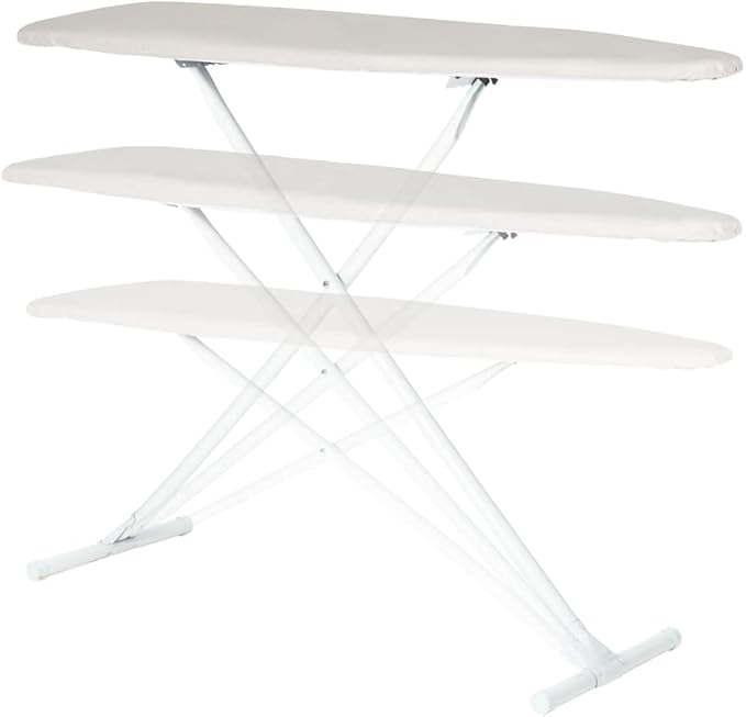 Full Size Ironing Board with Cover & Pad – Made in USA by Seymour Home Products Adjustable Steel T-Legs, 35" High Perforated Top for Steam Durable Iron Board for Home, Laundry Room (Beige)