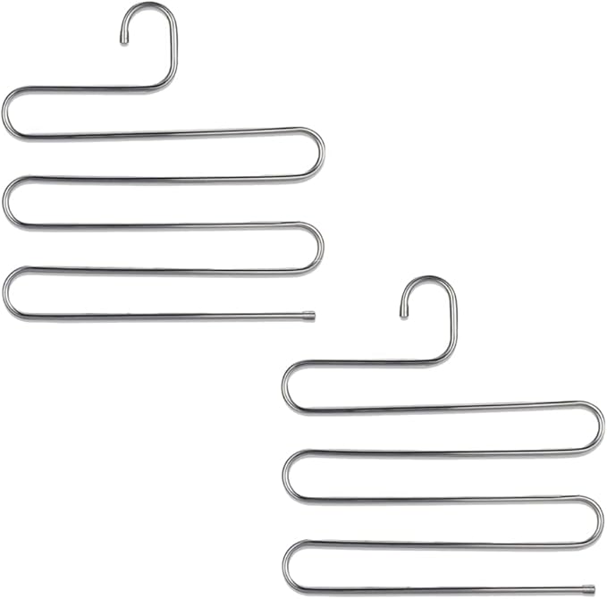 Magik 2-4 Pcs Trouser Pants Hanger Non-Slip S-Shape 5-Layer Rack Closet Space Saver (2)