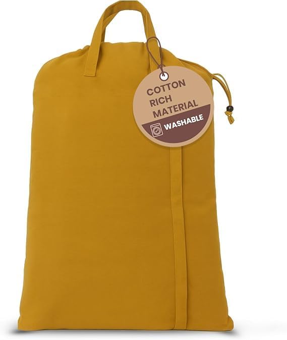 LFH Home Large Premium Cotton Canvas Laundry Bag with Drawstring and Handles Heavy Duty, Multi-Use, and Washable for Home, Travel, College or Storage 24x36 (Pack of 6)-Yellow