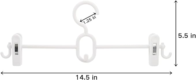 Tosnail 20 Pack Plastic Pants Skirt Hangers, 14 Inch Space Saving Hangers with Clips and Stackable and Strap Hooks, Cascading Hanger Closet Organizer - White
