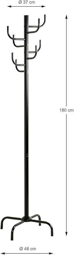 HAKU Möbel Coat rack black, metal, metal - Dim.: H 180 cm x Ø 37 cm, Style: Modern