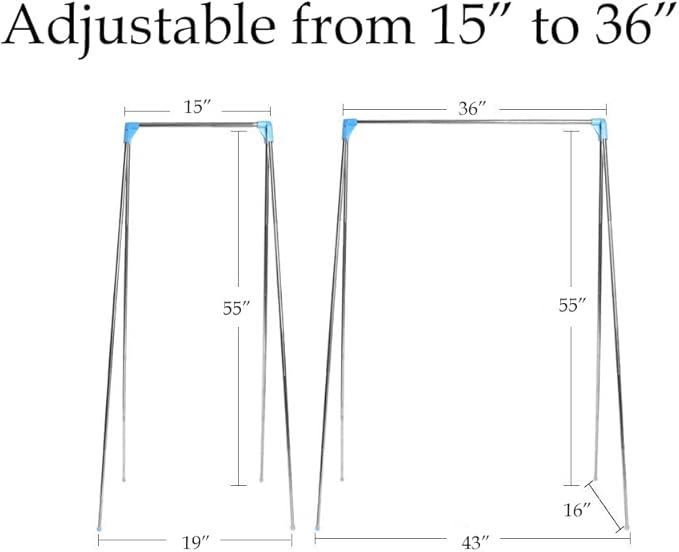Portable Garment Rack Extra Compact and Lightweight, Foldable Mini Drying Clothe Rack for Travel, Camping, Laundry, Dance, Indoor, Outdoor (Enhanced (Longer & Thicker) + 10 Foldable Hangers)