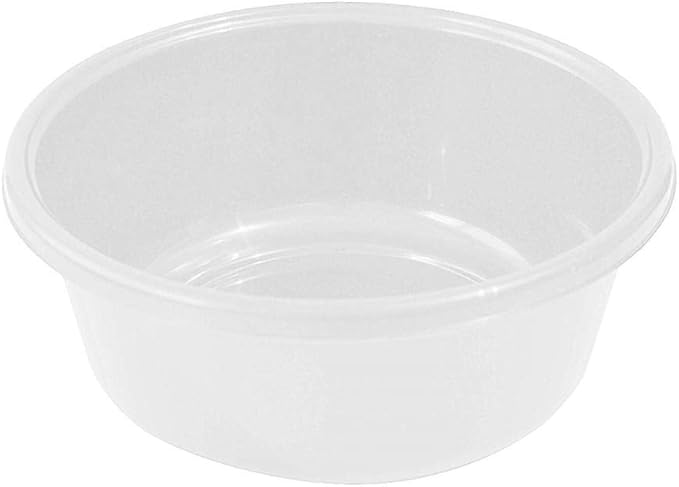 YBM HOME Round Plastic Wash Basin (Pearl White, 13")