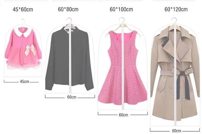 Plastic Garment Covers Hanging Without Zip Kids Suits Delicates Clothing Shirts Waterproof Lightweight Small 4 Packs