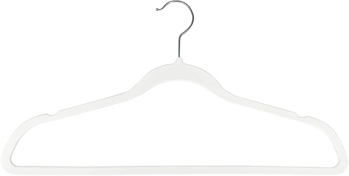 10 Pack Anti-Slip Rubber Coated Hangers, Space Saving, Durable, Gentle, Clothes, White Hangers for Closet, Non-Slip, Heavy Duty, Velvet, Coats, Pants, Wardrobe Essentials, Holiday