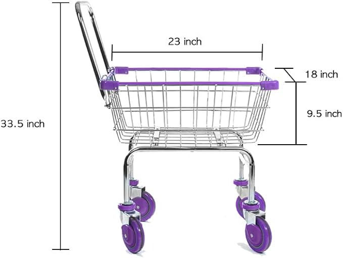 U Handle Grocery & Laundry CART 1.5 Bushel (Gunpowder Metal) Red, Blue Trim (Blue)