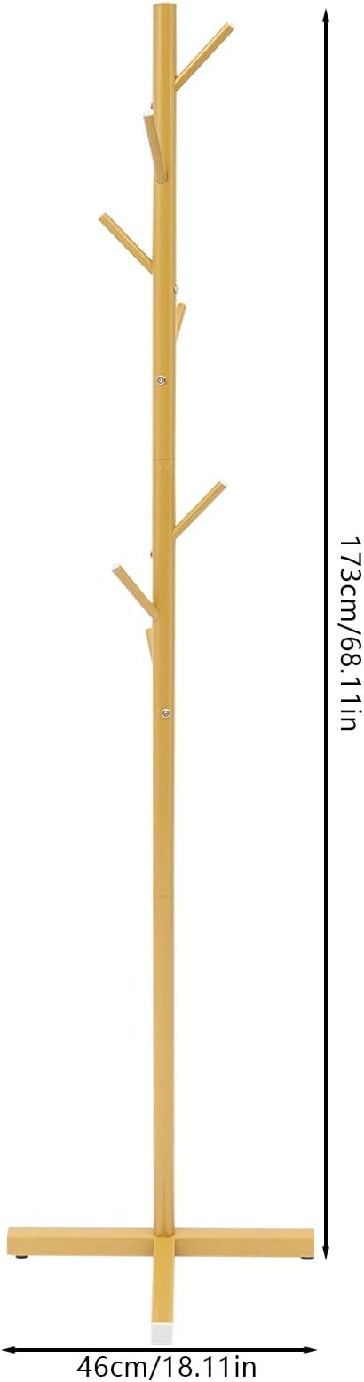 TFCFL Gold Metal Coat Rack Stand with 7 Hooks, Freestanding for Coats, Clothes, Hats, Shoes, Umbrella, Purse - 20 in 1