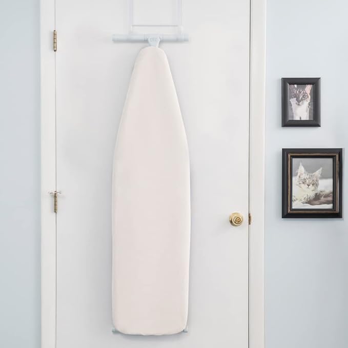 Full Size Ironing Board with Cover & Pad – Made in USA by Seymour Home Products Adjustable Steel T-Legs, 35" High Perforated Top for Steam Durable Iron Board for Home, Laundry Room (Beige)