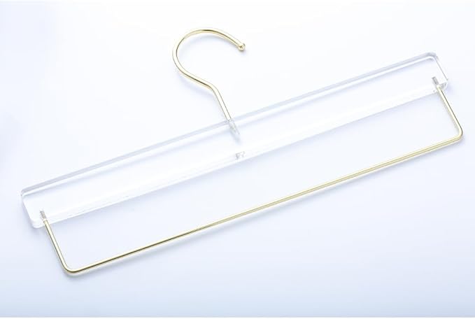 HomeCube USA Clear Acrylic Clothes Hanger with Gold Hooks & Bar – Heavy Duty Organizer for Pants, Slacks & More – Elegant Lucite Design for Closet, Boutique, Home & Retail Display