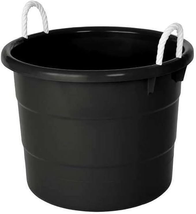HOANK Storage Tub w/Rope Handles, 19 Gal, Black