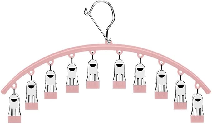 Legging Organizer for Closet,Upgrade Skirt Pants Hangers with Clips, Metal Yoga Pants Hangers 5 Pack w/10 Clips,Hangers Space Saving Closet Organizers w/Rubber Coated Closet Organizers(Pink), PH105
