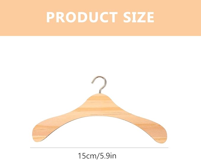 Baluue Mini Wooden Clothes Hangers for Dolls Bjd Doll Accessories Small Dollhouse Clothes Organizer 10Pcs Set for Kids Toy Storage