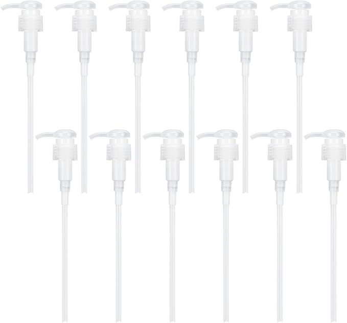 BENECREAT 12 Pcs Clear Plastic Dispensing Pumps, 24/410 Universal Soap Dispenser Pump, Round Replacement Pump for Liquid Dispensing