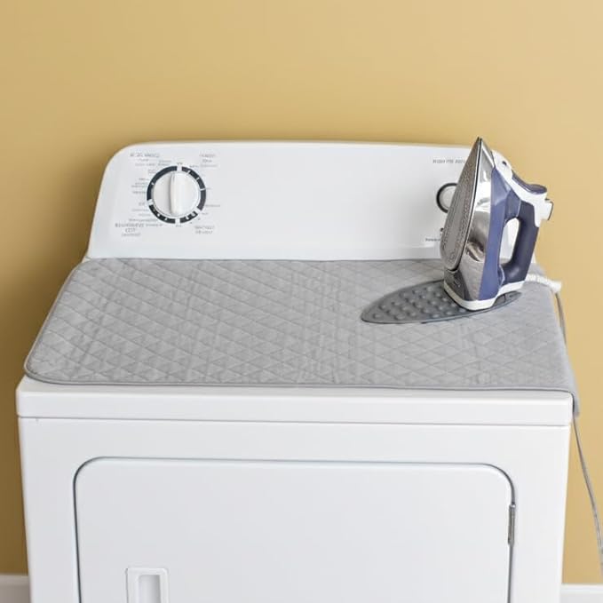 Travel Compact Quilted Laundry Room (4 Bottom Magnets) Ironing Mat Pad 19" X 32"