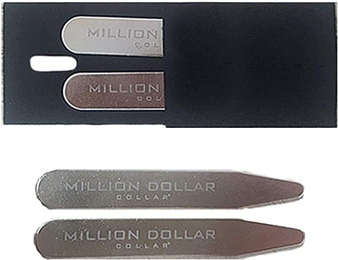 Million Dollar Collar Metal Collar Stays for Men with Felt Carrying Cases Stays Metal