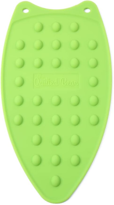 The Quilted Bear Iron Rest - Large Silicone Heat Resistant Iron Pad for General Crafts, Portable Ironing Stand for Travel and Quilting (Green)