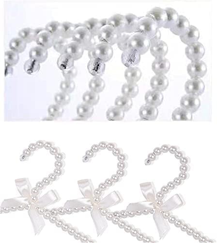 10PCS Pearl Beaded Clothes Rack Large Bowknot Wedding Shop Daily Pants Hangers 3#