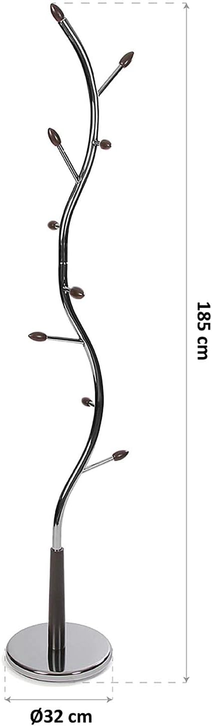 18790370 Standing Coat Rack with 9 Hooks or Hangers for Clothes or Bags for the Hall, 185 x 32 x 32 cm