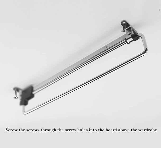 Retractable Closet Pull Out Rod Wardrobe Clothes Hanger Rail Valet Rod Adjustable Wardrobe Clothing Rail Top Mount Ideal for Closet (Color : Black, Size : 500mm/20in)