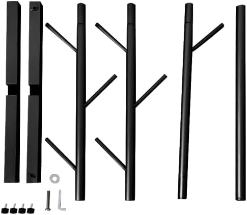 Metal Coat Rack Free Standing 7 Hooks Coats Jacket Stand Hanger Holder Black Coat Tree Corner Rack Stand Entryway Bedroom Office Organizer for Coats Hats, Clothes, Handbags, Umbrella (Black)