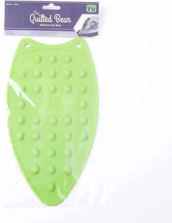 The Quilted Bear Iron Rest - Large Silicone Heat Resistant Iron Pad for General Crafts, Portable Ironing Stand for Travel and Quilting (Green)