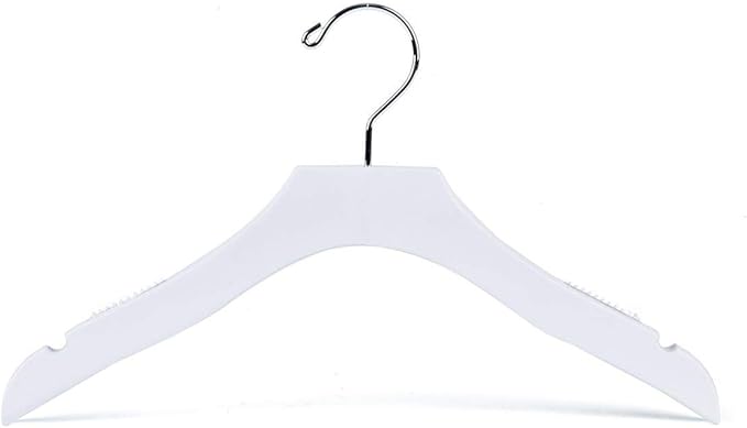 Quality White Wooden Kids Hanger Luxury Design Chrome Swivel Hook (100, 13" inch)