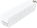 Akro-Mils 30128 Plastic Shelf Bins, Heavy Duty Storage Bins for Garage, Closet, and Drawer Organization, 18-Inch x 4-Inch x 4-Inch, Clear, 12-Pack