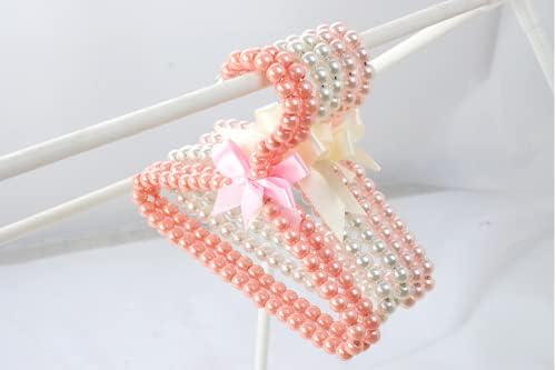 Dog Cat Pet Clothes Hanger Plastic Pearl Beaded Bow Clothes Dress Coat Hangers Closet Coat Storage Organizer Dry Rack 5 Pcs (White)