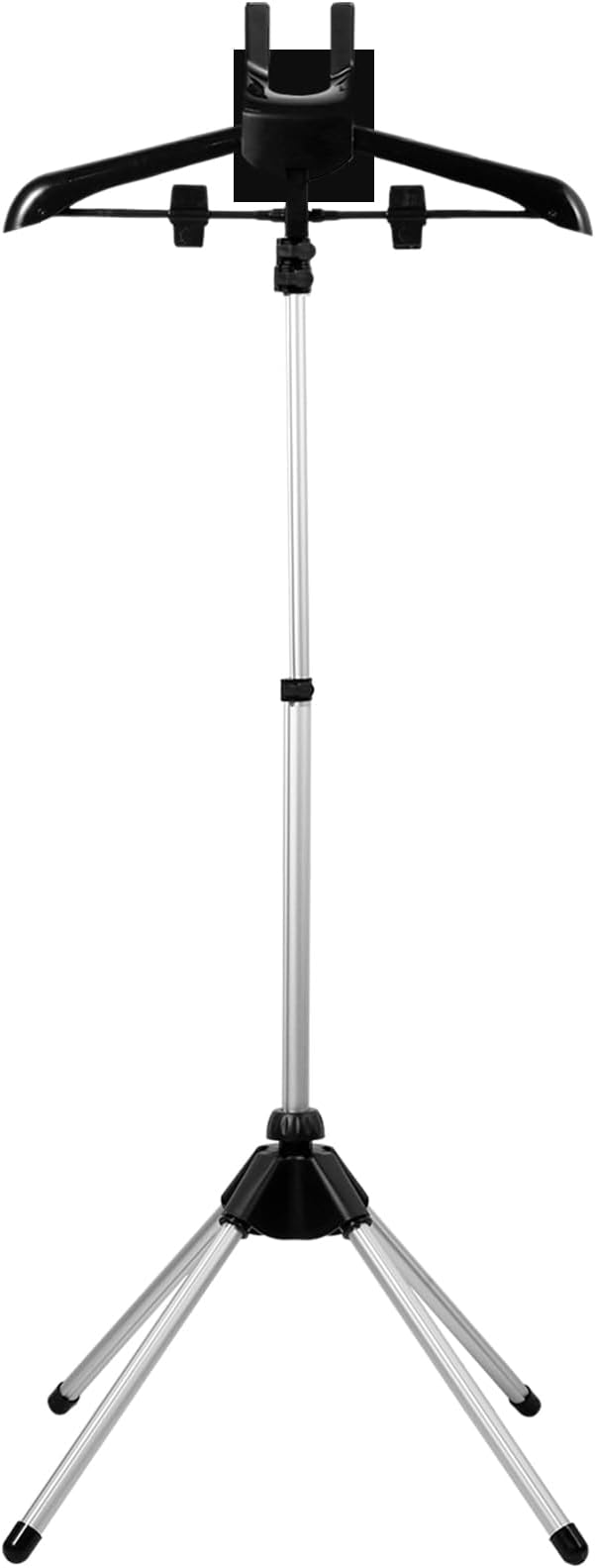Steamer Stand, Folding Telescopic Clothes Steamer Holder with Ironing Gloves, Height Adjustable Steamer Stand and Handheld Garment Steamer Clothes Rack (Black)