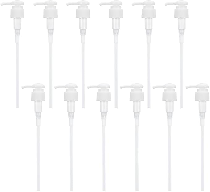 BENECREAT 12 Pcs White Plastic Dispensing Pump, 24/410 Universal Soap Dispenser, Round Replacement for Liquid Dispensing