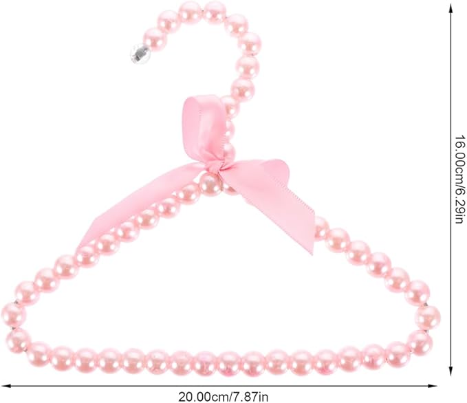 Pearl Pet Clothes Hanger Small Dog Garment Rack with Decorative Bow Lightweight Plastic Coat Hangers for Pet Clothes Storage 7.87X6.29X0.39In