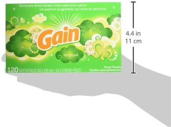 Gain dryer sheets Plus Wrinkle Release, Original Scent, Fights static with a touch of scent, laundry sheets,120 Count (Pack of 6)