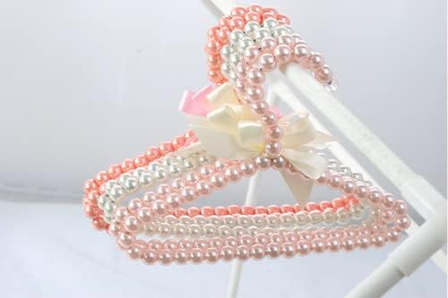 Dog Cat Pet Clothes Hanger Plastic Pearl Beaded Bow Clothes Dress Coat Hangers Closet Coat Storage Organizer Dry Rack 5 Pcs (White)