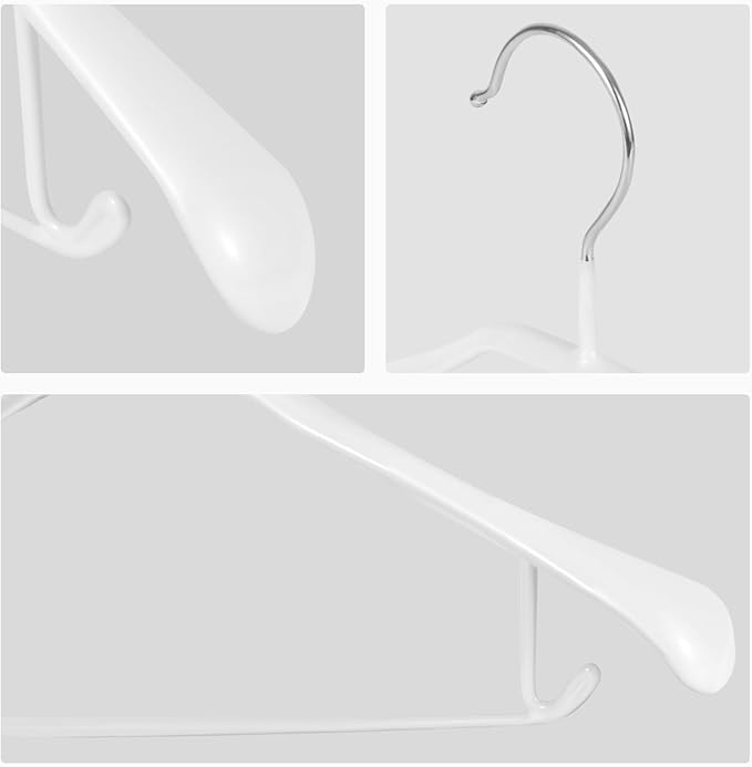 5 Pack Heavy Duty Metal Suit Hangers Soft Flexible Gloss Grippy Clothes Hanger Wide Shoulder Non Slip Thick Coat Hanger (White)