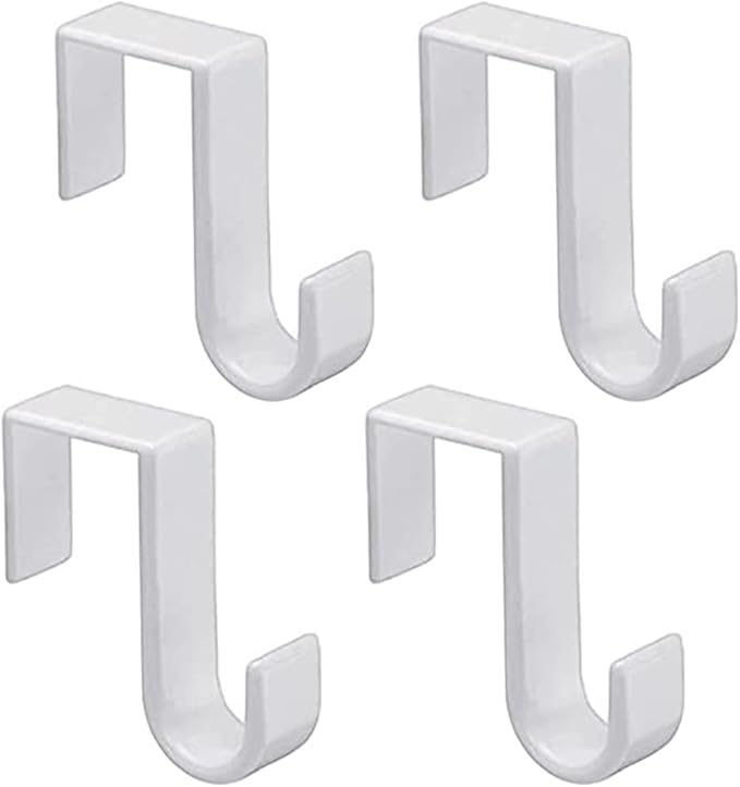 1st Choice Over The Door Hooks 4 Pcs, Z-Shaped Door Hanger Hook Reversible Sturdy Over Door Hooks Fits The 1 3/8” and 1 3/4” Door Widths, Plastic Door Hook Hanger, Towels,White
