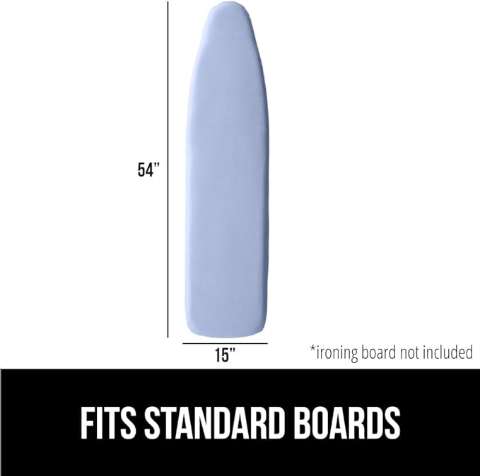 GORILLA GRIP The Original Ironing Board Cover and Pad, Silicone Coating, Thick Scorch Resistant Padding, Heavy Duty Iron Covers Standard Boards, Hook and Loop Fastener Strap, Blue, 15x54