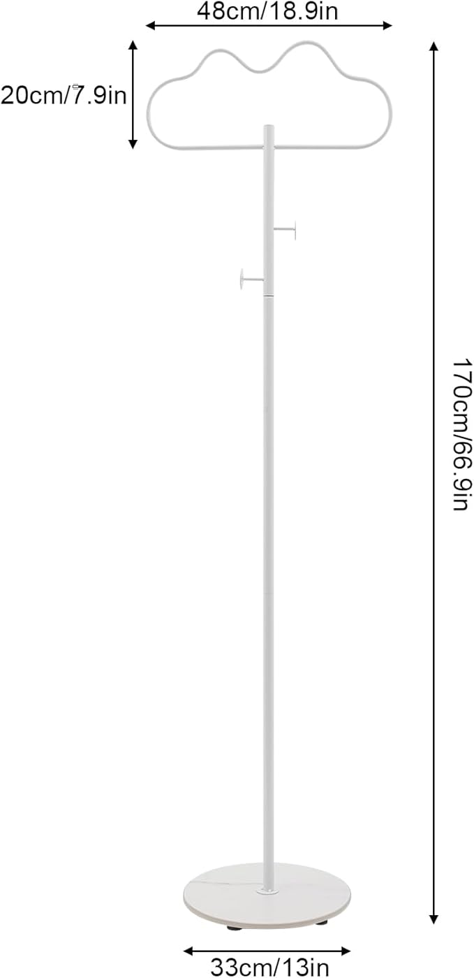 Freestanding Metal Coat Tree, Modern Coat Rack Cloud-shaped Coat Hanger Stand with 2 Hooks for Bedroom Entryway Hallway Office