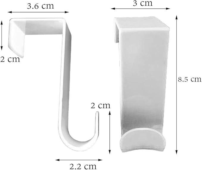 1st Choice Over The Door Hooks 8 Pack, Reversible Sturdy Hooks Fits 1 3/8' and 1 3/4' Door Widths, Plastic Hook Hanger for Hanging Clothes, Towels, White