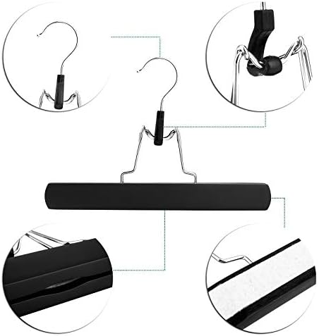 Wooden Pants Hangers, Slack Hanger with Anti-Rust Hook for Skirts, Pants, Jeans, Slacks, Shorts,Hair Extension Hanger,Set of 3