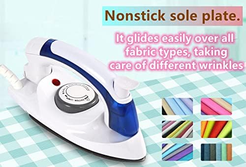 Portable Mini Steam Iron - Handheld Folding Flat Iron for Clothes, Non Stick Sole Plate, Temperature Control, Small Size for Home Travel