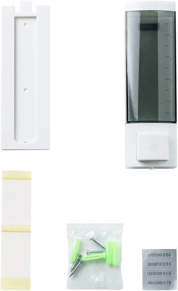 Soap Dispensers 250ml ABS Plastic Drill Free with Adhesive or Wall Mount with Screws Liquid Hand Shower Dispenser for Bathroom or Kitchen