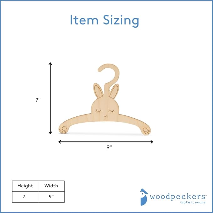 DIY Wooden Baby Hangers for Closet, Set of 25 Bunny Infant Hangers for Baby Clothes and Woodland-Themed Nursery Decor, by Woodpeckers