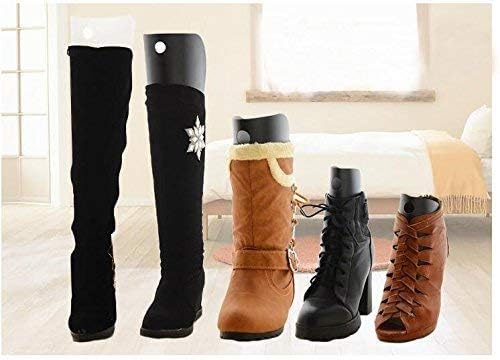 2Pairs Black Plastic Thicken Long Automatic Stand Support Shaper Shoe Trees Tall Short Boot Shaper Inserts Pads Knee High Shoes Thigh Boot Holder Hanger for Women Lady Most Shoes(8inch/24cm)